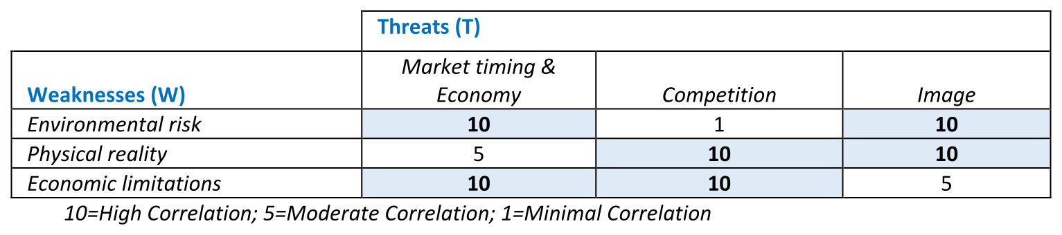 SWOT W-T Matrix